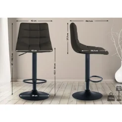 CLP Set van 2 Barkruk Jerry zwart Frame - Stof - donkergrijs