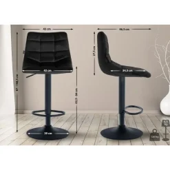 CLP Set van 2 Barkruk Jerry zwart Frame - Fluweel - zwart