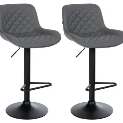 CLP Set van 2 Barkruk Kasson zwart Frame - Kunstleer - grijs