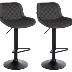 CLP Set van 2 Barkruk Kasson zwart Frame - Fluweel - zwart