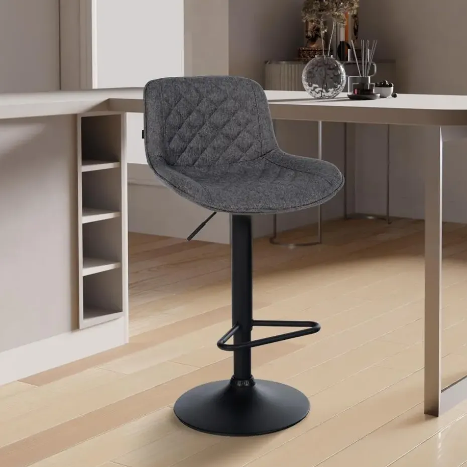 CLP Set van 2 Barkruk Kasson zwart Frame - Stof - zwart