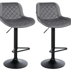 CLP Set van 2 Barkruk Kasson zwart Frame - Fluweel - donkergrijs