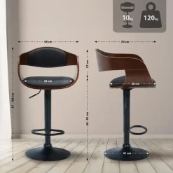 CLP Set van 2 Barkruk Kingston mat zwart Frame - Kunstleer - walnoot/zwart