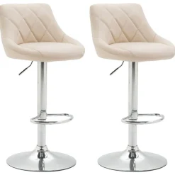 CLP Set van 2 Barkruk Lazio chroom Frame - Kunstleer - creme