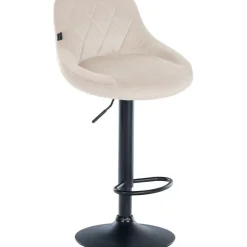 CLP Set van 2 Barkruk Lazio zwart Frame - Fluweel - creme