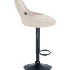 CLP Set van 2 Barkruk Lazio zwart Frame - Fluweel - creme