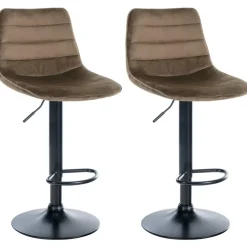 CLP Set van 2 Barkruk Lex mat zwart Frame - Fluweel - bruin