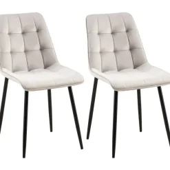 CLP Set van 2 Eetkamerstoel Gifford mat zwart Frame - Fluweel - grijs