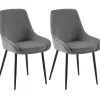 CLP Set van 2 Eetkamerstoel Elmira zwart Frame - Fluweel - donkergrijs