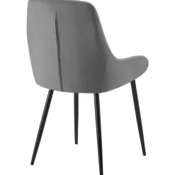 CLP Set van 2 Eetkamerstoel Elmira zwart Frame - Fluweel - donkergrijs