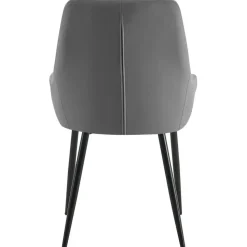 CLP Set van 2 Eetkamerstoel Elmira zwart Frame - Fluweel - donkergrijs