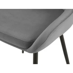 CLP Set van 2 Eetkamerstoel Elmira zwart Frame - Fluweel - donkergrijs