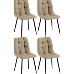 CLP Set van 4 Eetkamerstoel Antibes zwart Frame - Stof - taupe