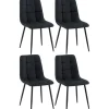 CLP Set van 4 Eetkamerstoel Antibes zwart Frame - Stof - zwart