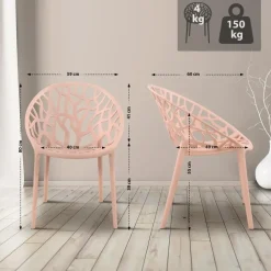 CLP Set van 2 Tuinstoel Hope Kunststof - roze