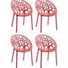 CLP Set van 4 Tuinstoel Hope Kunststof - rood