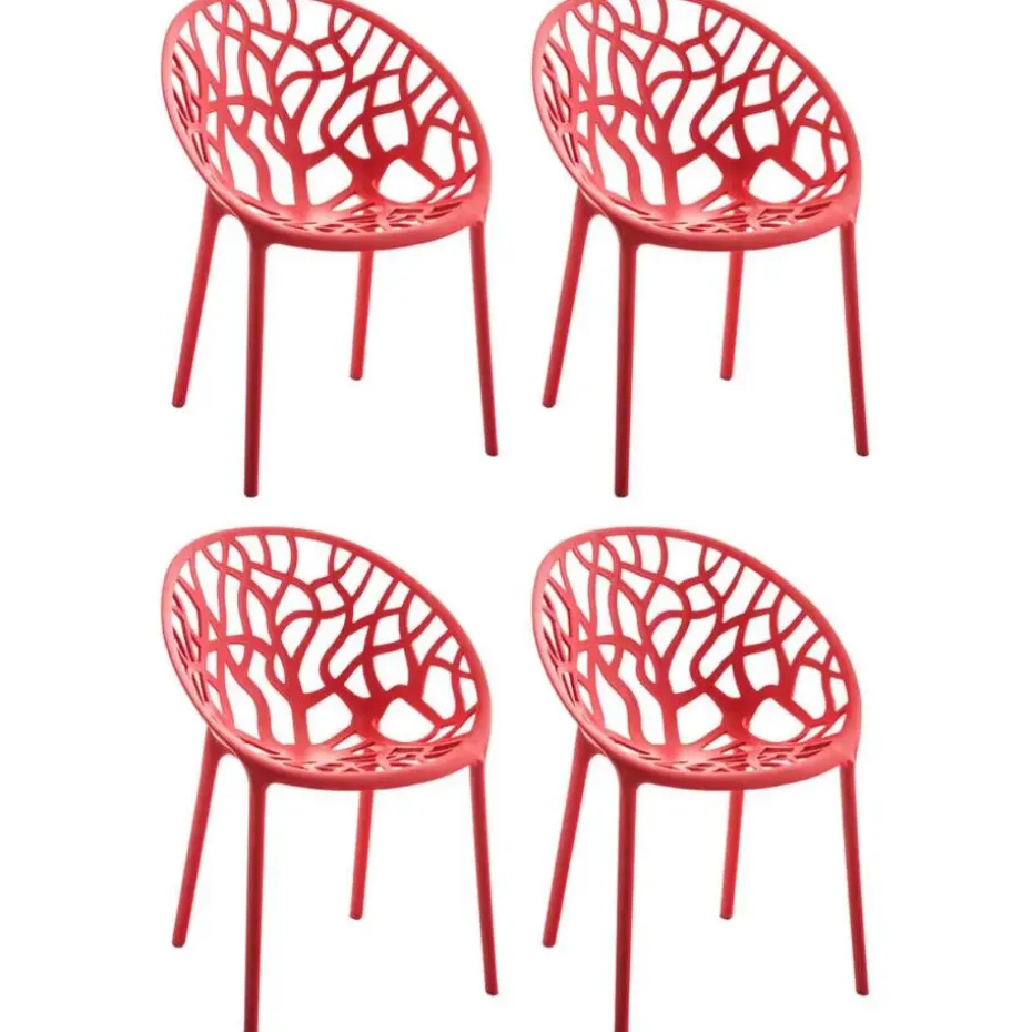 CLP Set van 4 Tuinstoel Hope Kunststof - rood