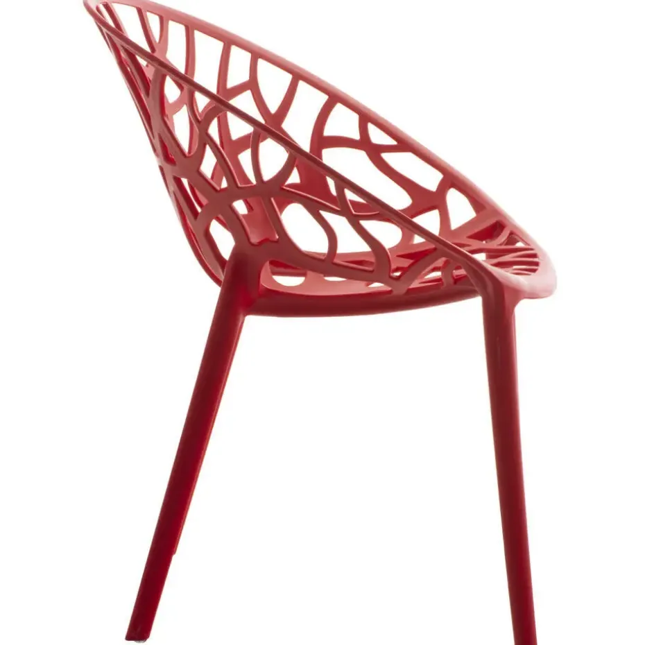 CLP Set van 4 Tuinstoel Hope Kunststof - rood