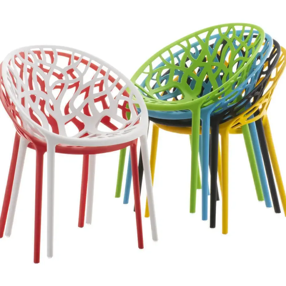 CLP Set van 4 Tuinstoel Hope Kunststof - rood