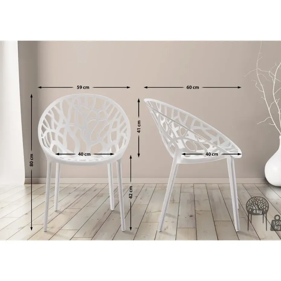 CLP Set van 4 Tuinstoel Hope Kunststof - wit