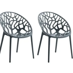 CLP Set van 2 Tuinstoel Hope Kunststof - antraciet