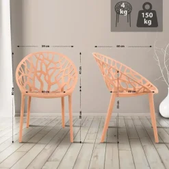 CLP Set van 4 Tuinstoel Hope Kunststof - perzik