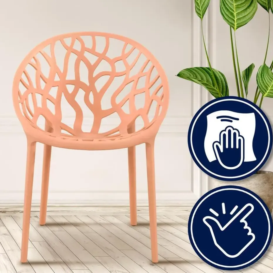 CLP Set van 4 Tuinstoel Hope Kunststof - perzik