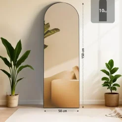 CLP Staande spiegel Moline ovaal - Glas - mat zwart