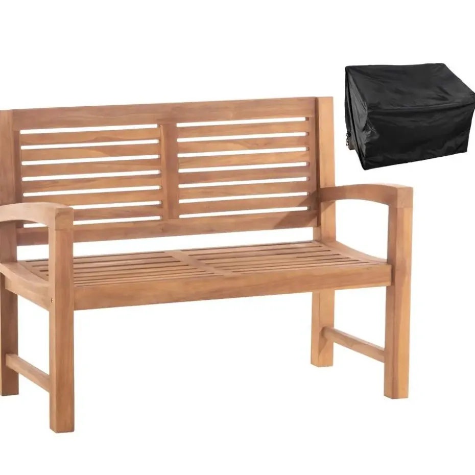 CLP Teakbank Teakbank 120 cm mit Abdeckhaube 120 cm