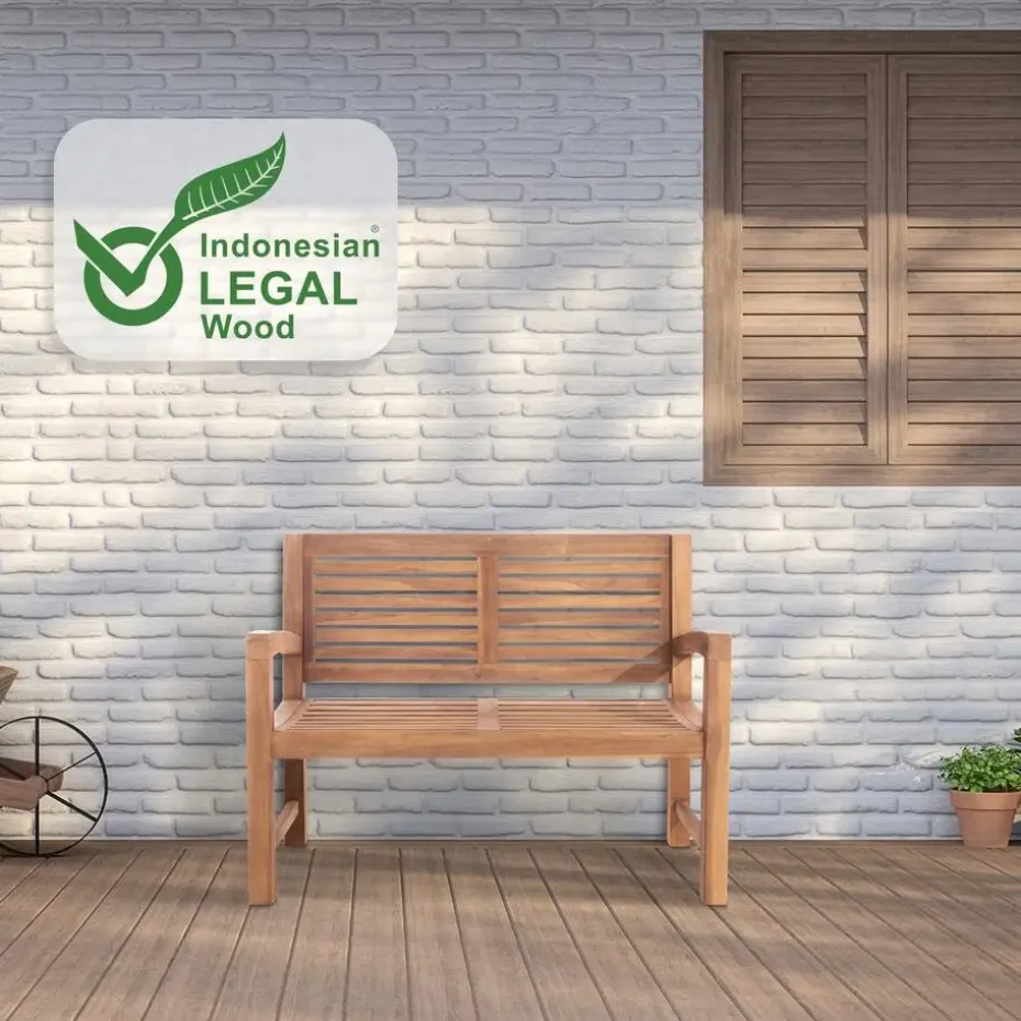 CLP Teakbank Teakbank 120 cm mit Abdeckhaube 120 cm