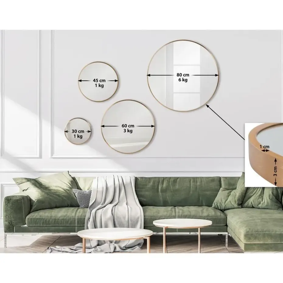 CLP Wandspiegel Elsie rond - Metaal - mat goud - 30cm