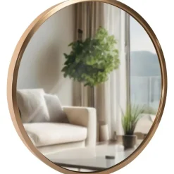 CLP Wandspiegel Elsie rond - Metaal - mat goud - 30cm