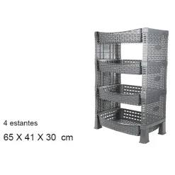 CM keuken opbergrek - 4-laags - grijs - kunststof - 65 x 41 x30cm