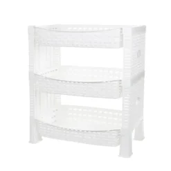 CM keuken opbergrek - 3-laags - wit - kunststof - 47 x 41 x30cm