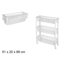 CM keukentrolley - op wieltjes - 3 laags - wit - kunststof