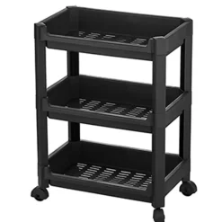 CM keukentrolley - op wieltjes - 3 laags - zwart - kunststof