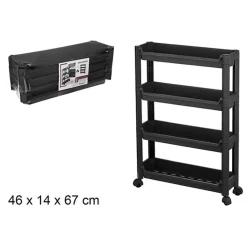 CM keukentrolley - op wieltjes - 4-laags - zwart - kunststof