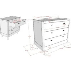 Commode Forrest - 3 lades - massief beukenhout - wit