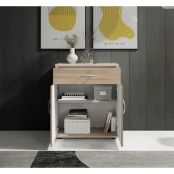 Commode Viviane 60cm met 2 deuren- 1 lade - eik