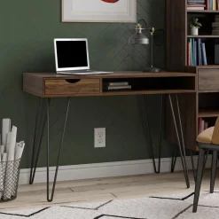 Concord - Bureau met 1 lade in walnoot spaanplaat