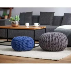 CONRAD - Poef - Donkergrijs - 50 cm - Katoen