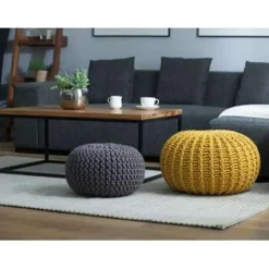 CONRAD S - Poef - Donkergrijs - 40 cm - Katoen