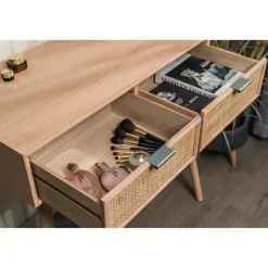 Console 2 laden van hout en natuurlijk rotan