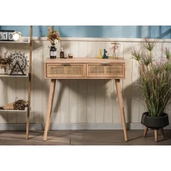 Console 2 laden van hout en natuurlijk rotan