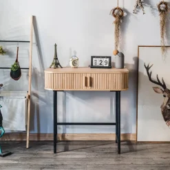 Console met 2 deuren van essen en metaal