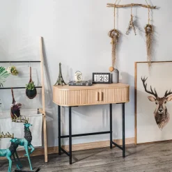 Console met 2 deuren van essen en metaal