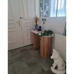 Console van hout met marmerlook blad