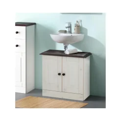 Cornelia - Wastafelonderkast met 2 deuren in wit gelakt grenen