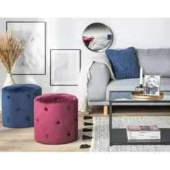 COROLLA - Poef - Rood - 40 cm - Fluweel