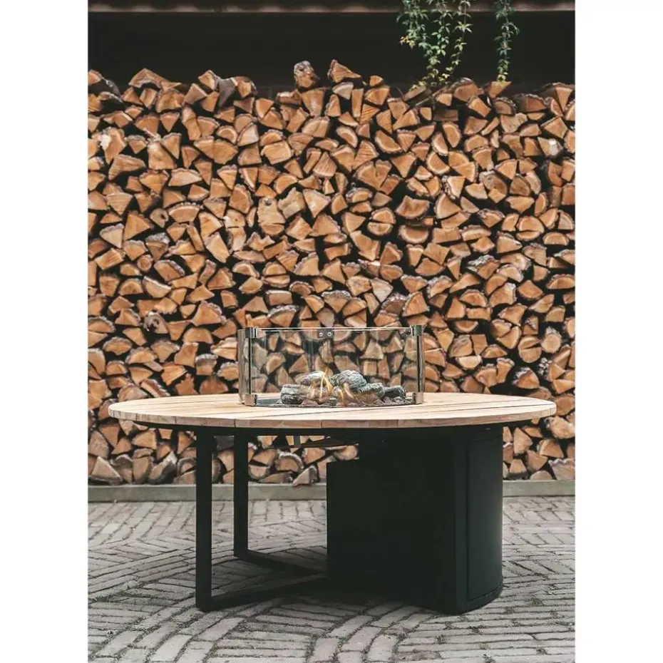 Cosiloft vuurtafel 120 cm rond zwart teak